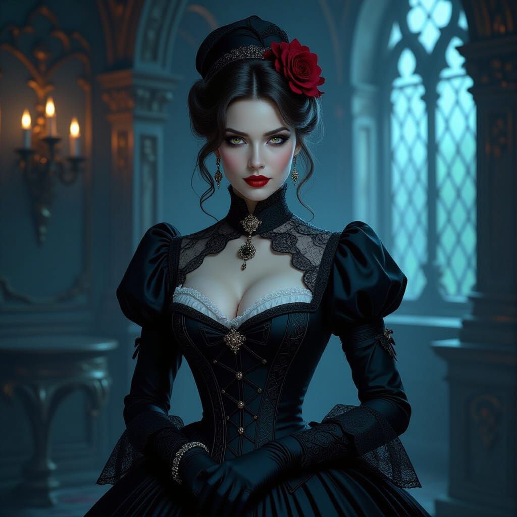 Victorian Vampire Woman in Cinematic Style