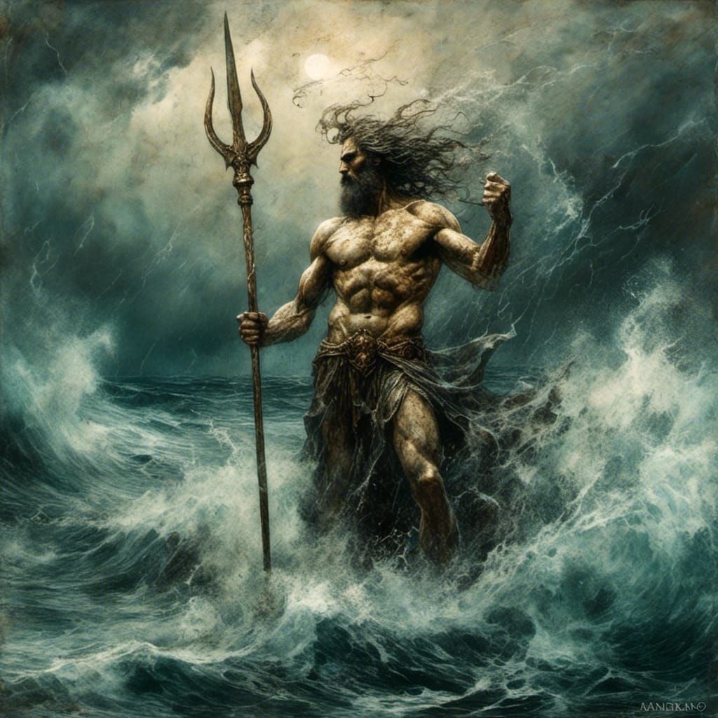 Poseidon in Stormy Seas: Macabre Realism