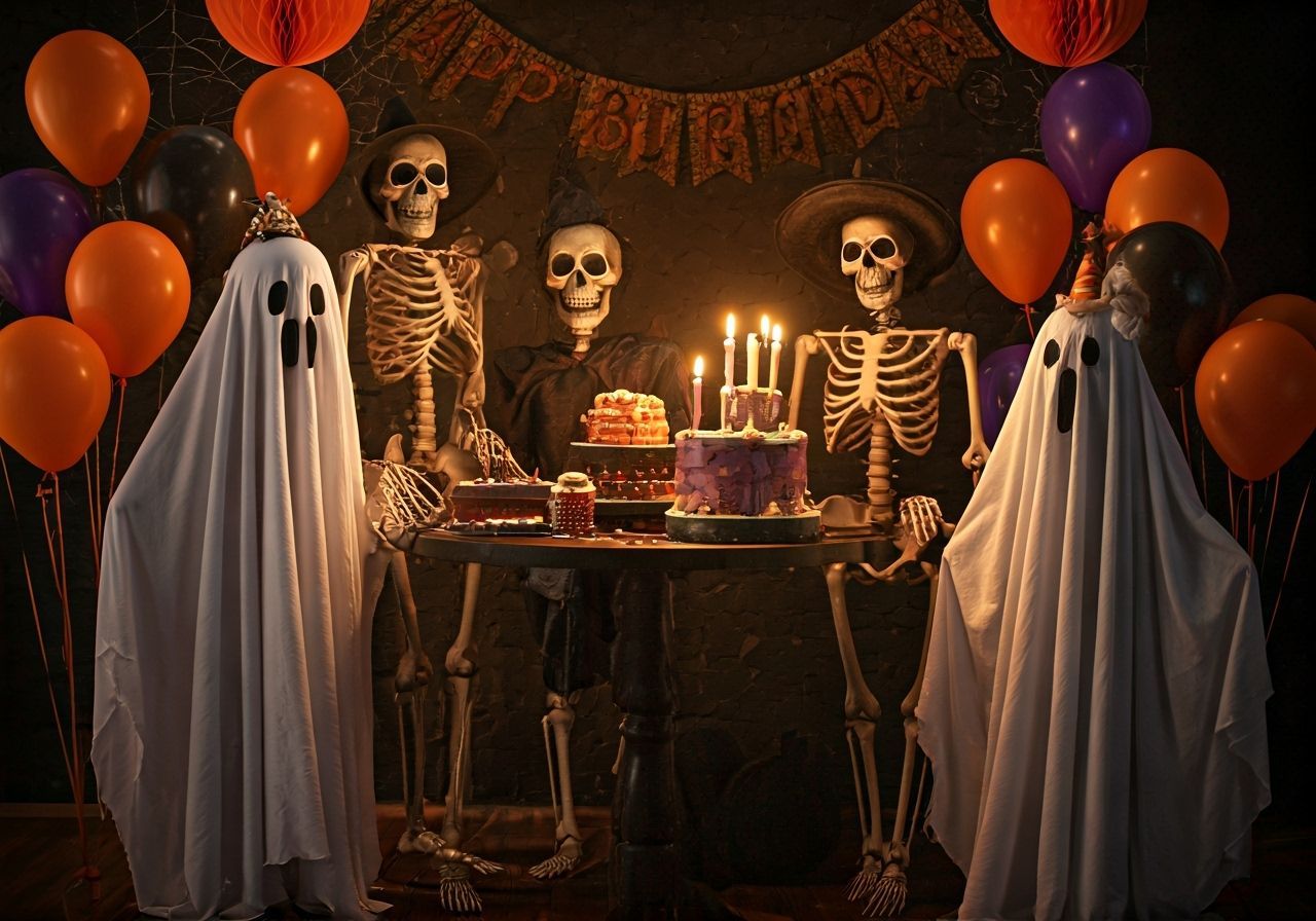 Skeleton Family Birthday Party in Spooky Style