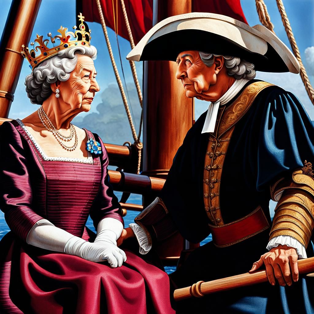Queen Elizabeth II and Christopher Columbus, Discover Americ...