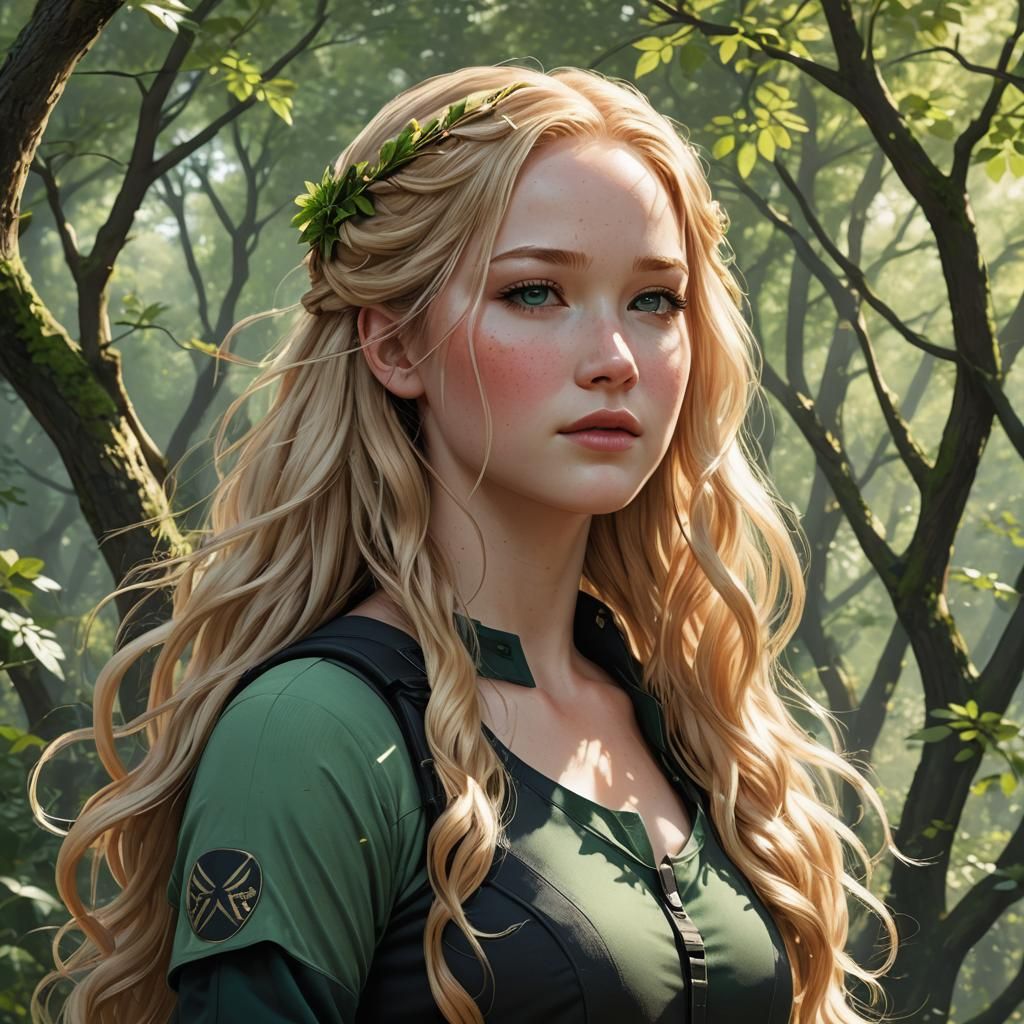 Anime Teenage Girl with Sword in the Sun