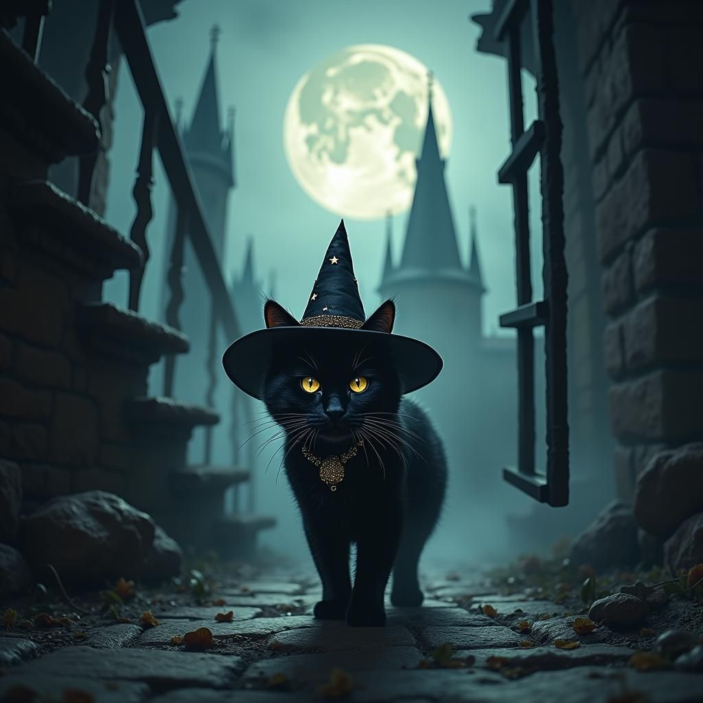 Superstitions:, a black cat at fool moon, who walks under a ...