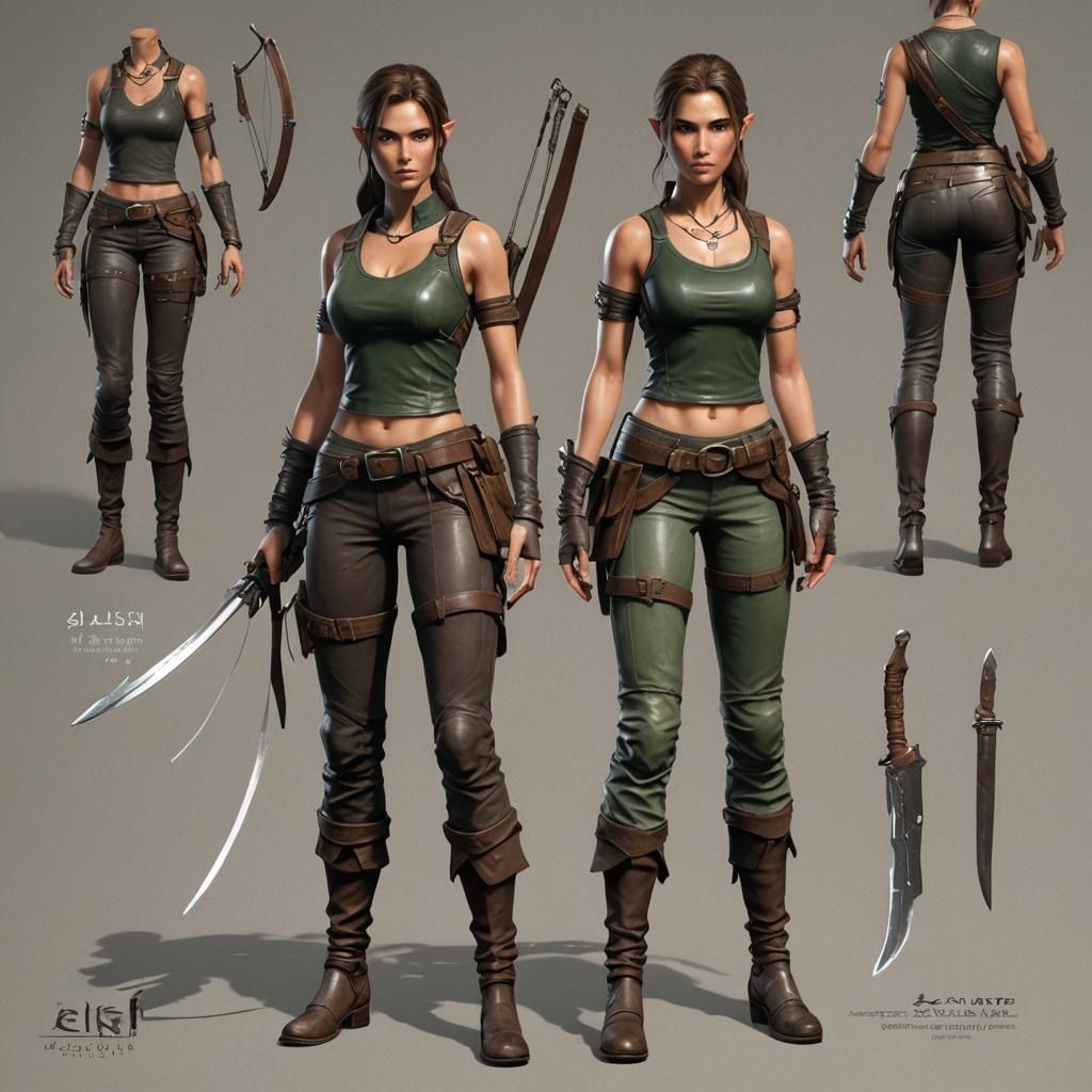 Anime Elf Warrior with Ancient Weapons in 3D