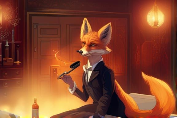 Fox in Nightclub, Art Nouveau Concept Art
