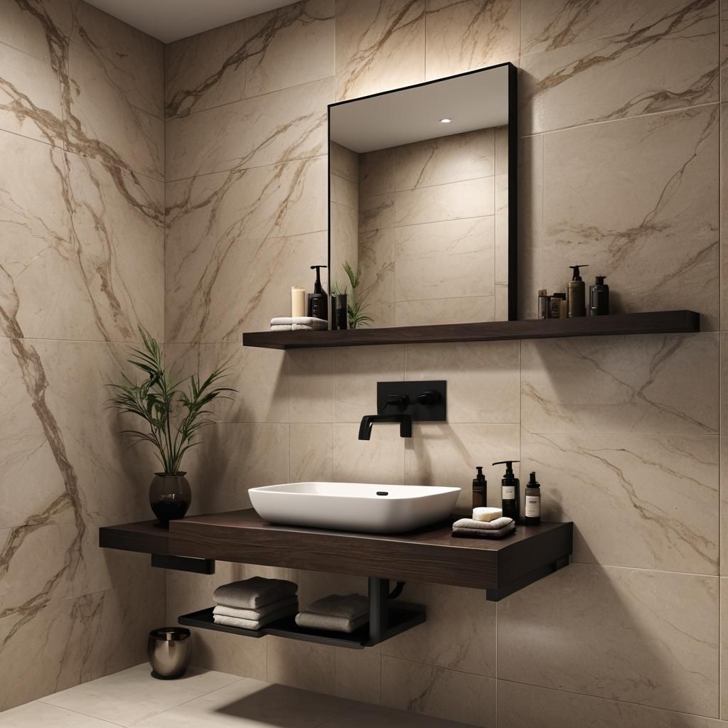 Modern Bathroom with Marble Tiles in Unreal Engine 5