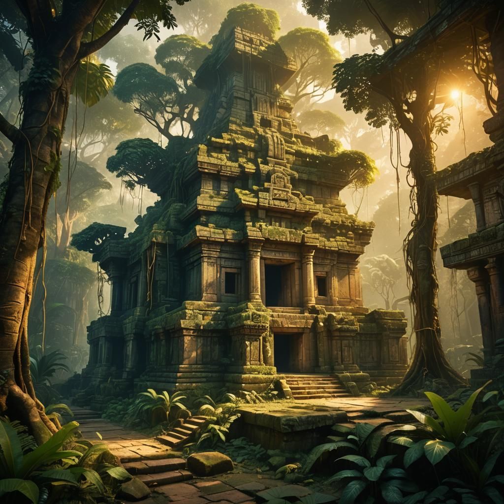 Ancient Temple in Jungle Conceptual Art