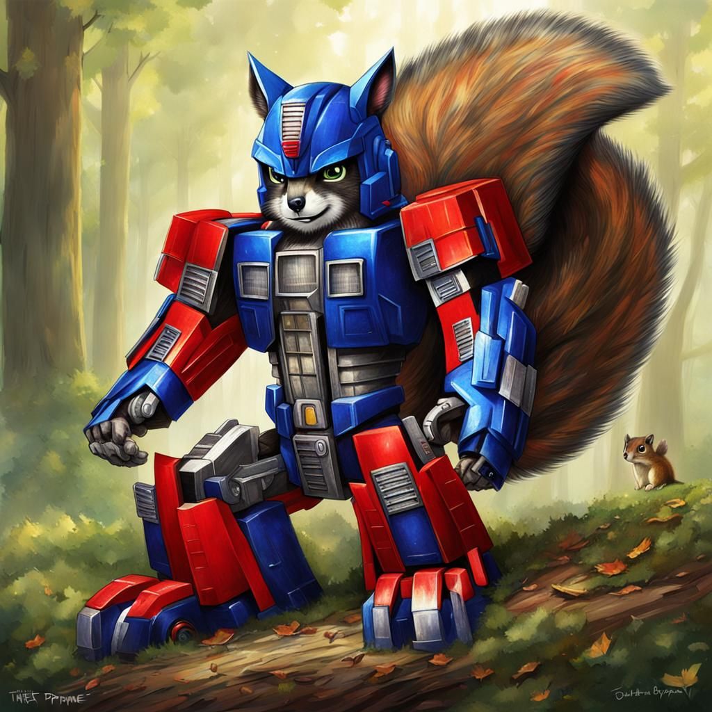 Optimus Prime Squirrel Fusion Art