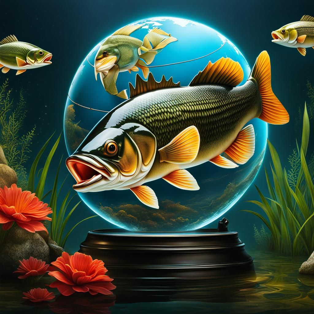 Bass Fishing News Website Banner with Globe