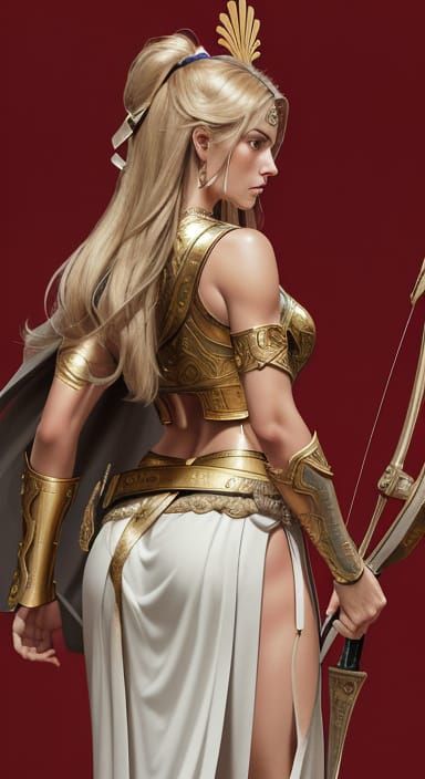 Greek Warrior Archer Portrait with Golden Bow