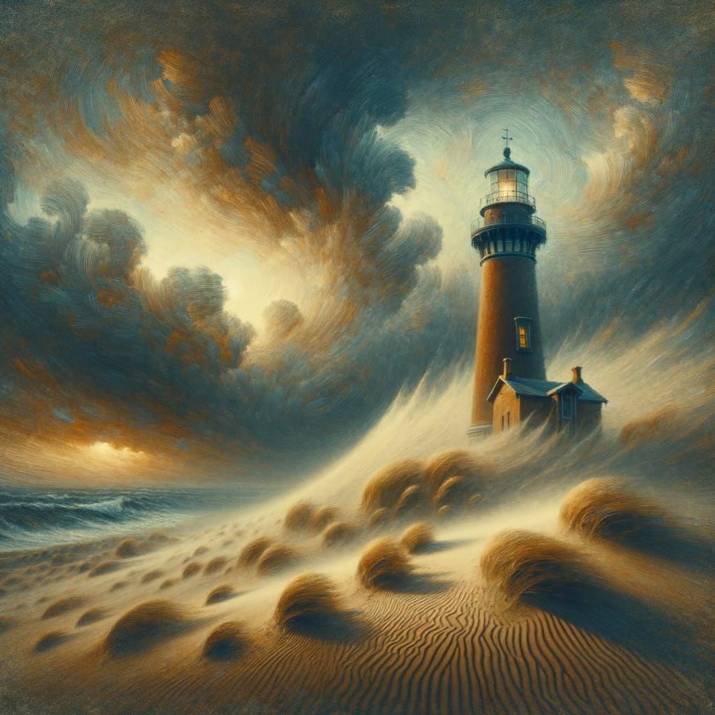 Lighthouse on a Tempestuous Dune, Late 19th-Century Realism