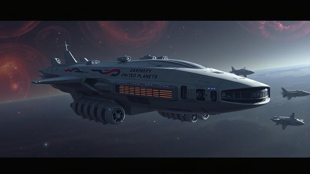 A majestic diplomatic spaceship carrier the future of the Un...