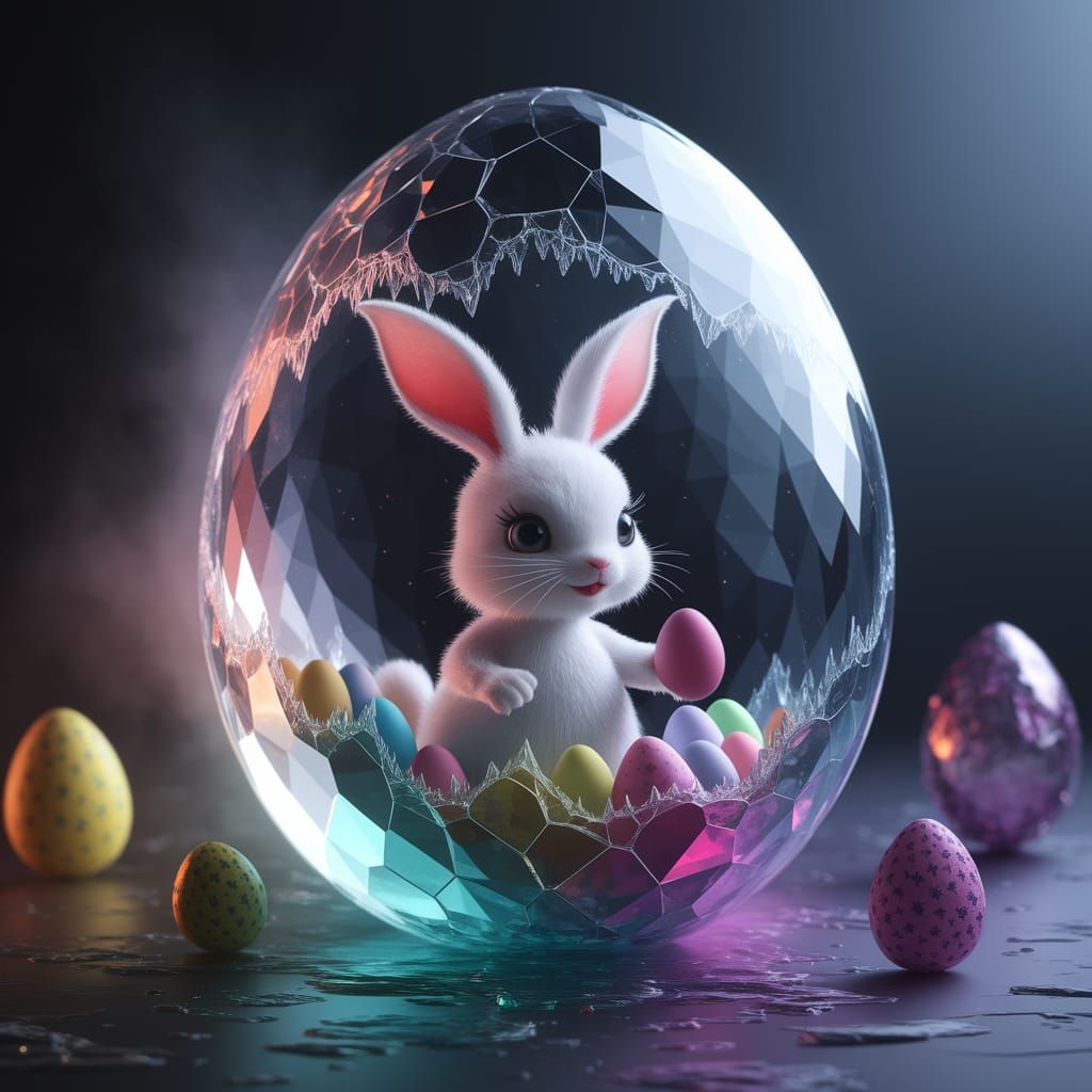 Crystal Egg Reveals Chibi Easter-Bunny Dragon in Vibrant Fan...