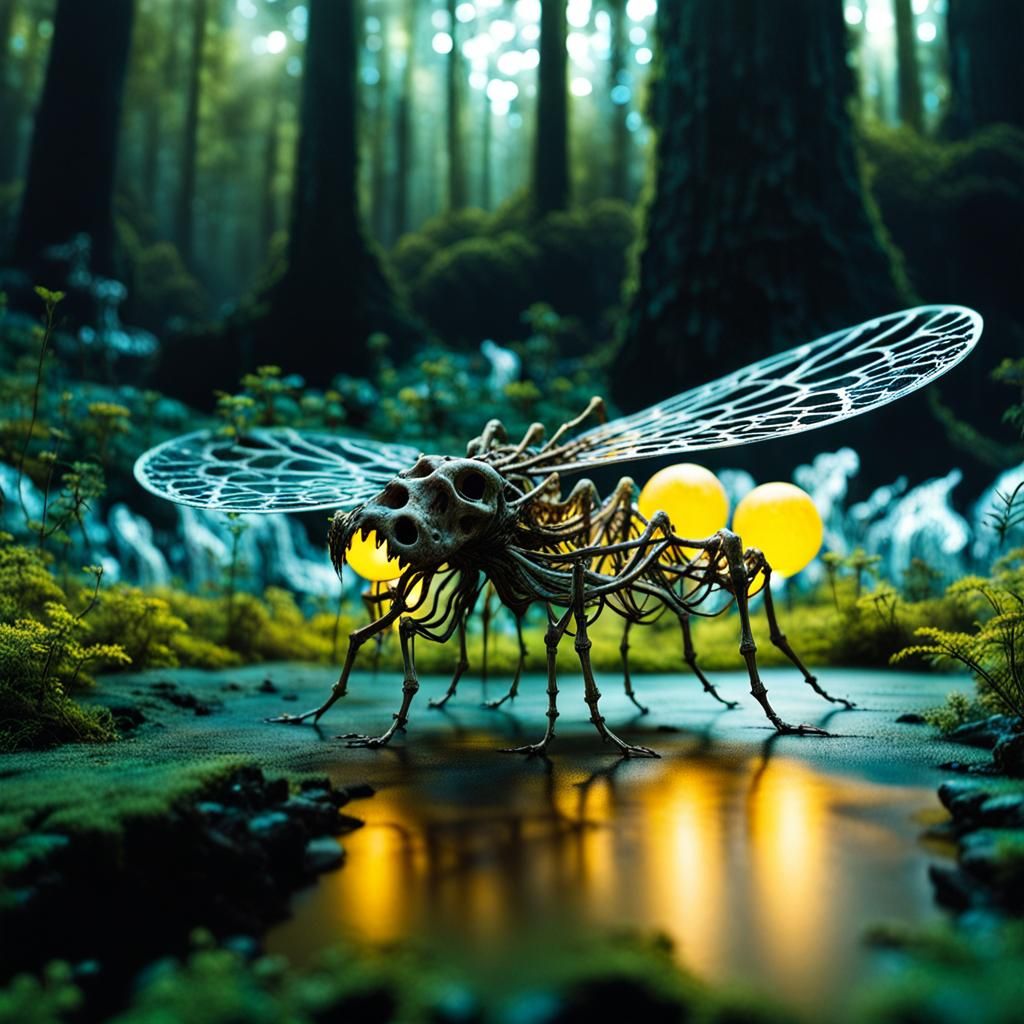 Magical Forest with Ghostly Figures in Watercolor Art