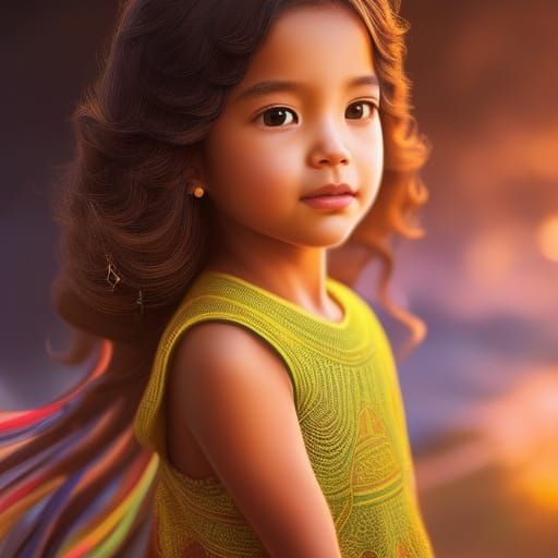 Wayuu Girl Portrait in Digital Oil Painting Style