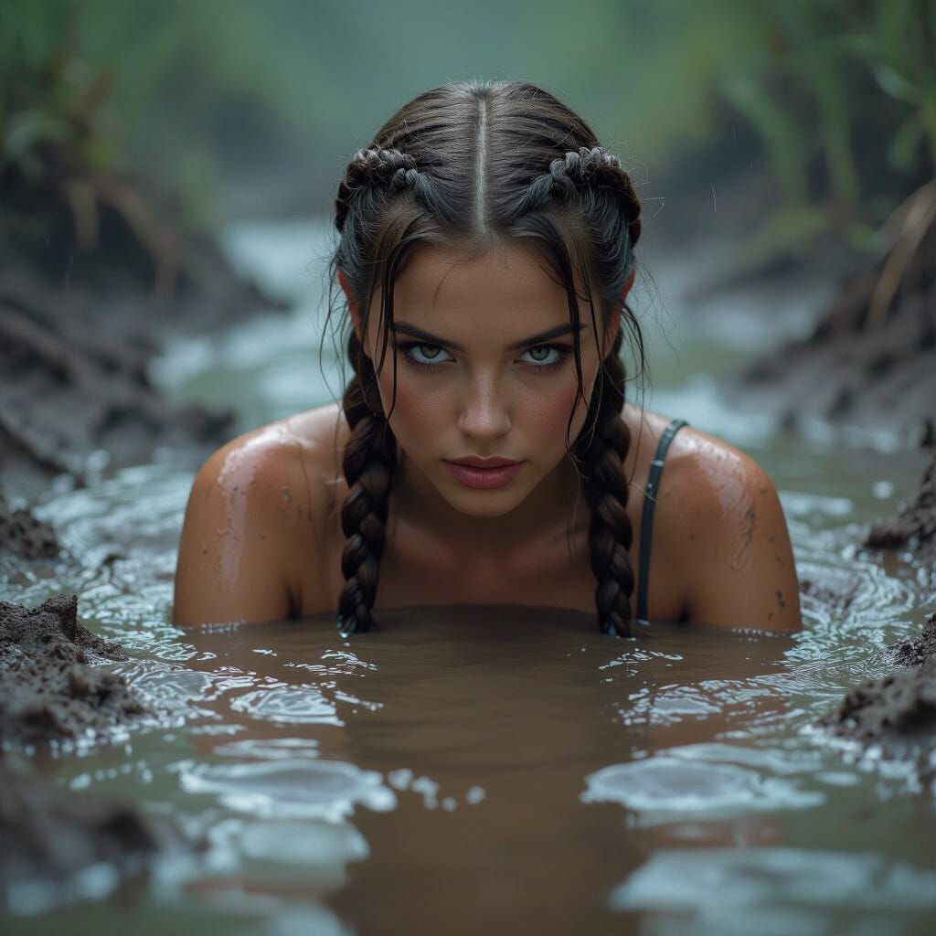 Woman Sinking in Mud, Dramatic Fantasy Concept Art
