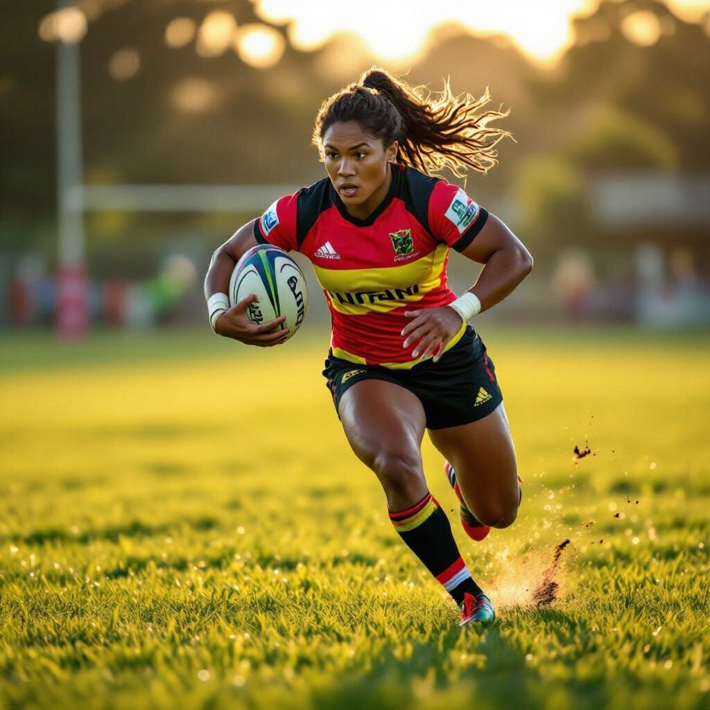 Papua New Guinea Rugby Player in Golden Hour Light