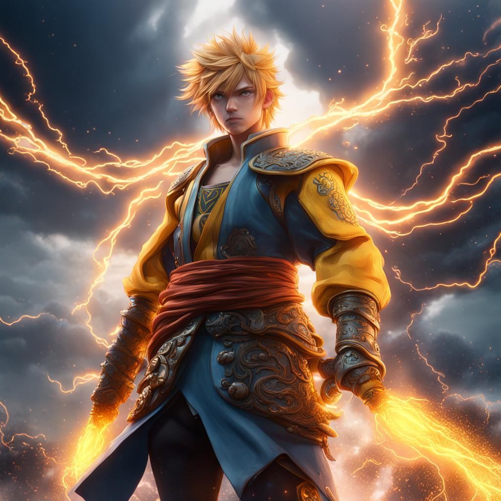 Zenitsu's Thunder Breathing: Detailed Fantasy Art