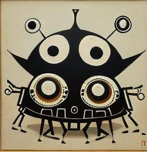 Warli Painting: Surreal Robots in Oil