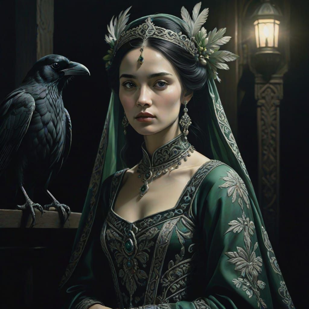 Noblewoman in Dark, Mystical Realism Style