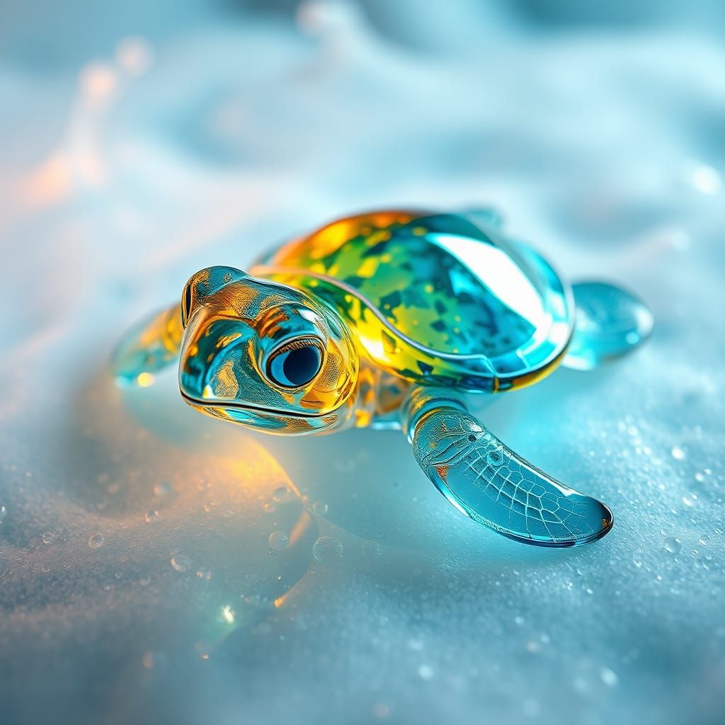 Glass Baby Turtle in Crystal Clear Water
