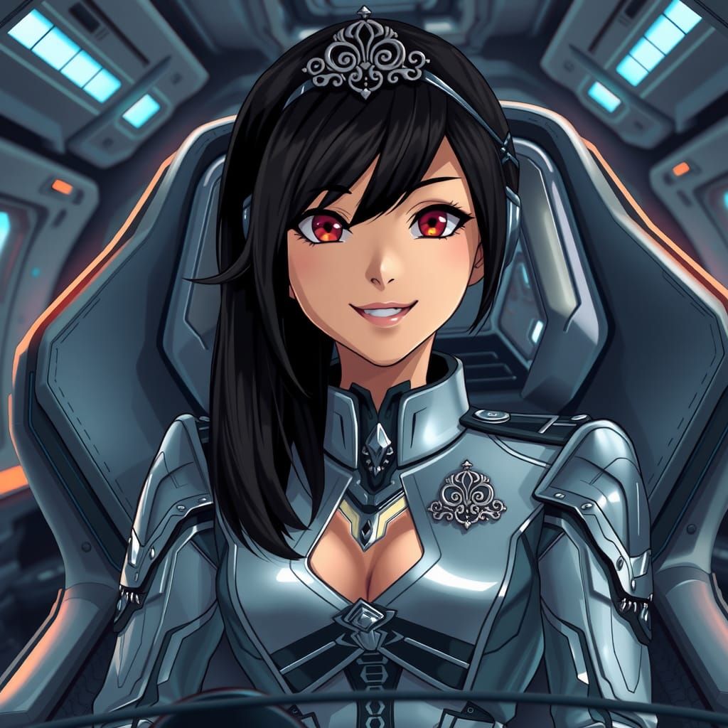 Confident Alien Captain in Anime Style