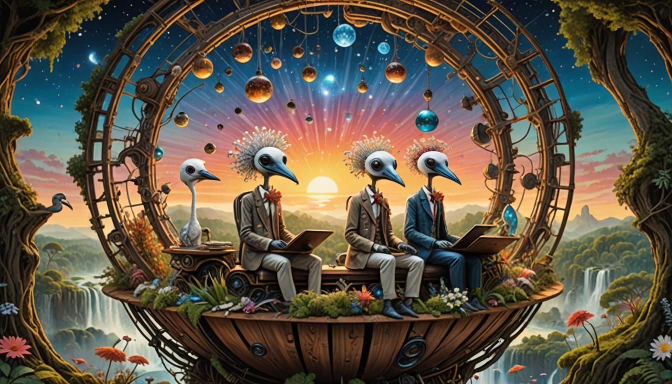 Surreal Galaxy Sailing in Hieronymus Bosch Style