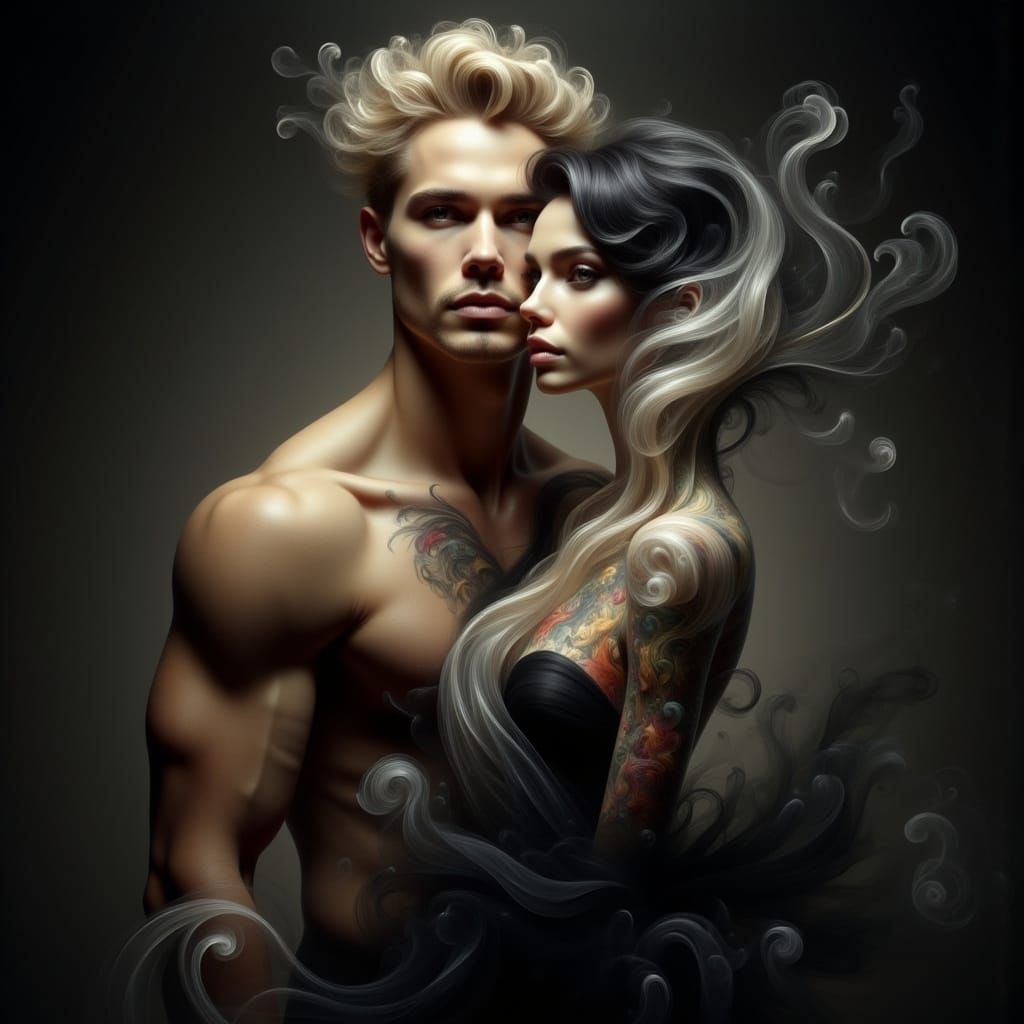 Surrealist Portrait of Man and Woman in Painterly Style