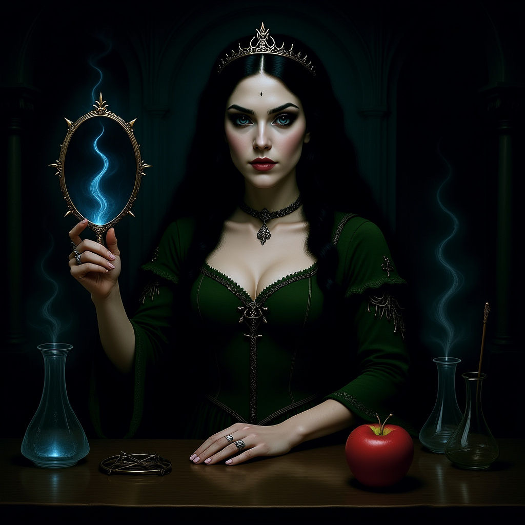 Empowered Snow White in Dark Fantasy Ritual