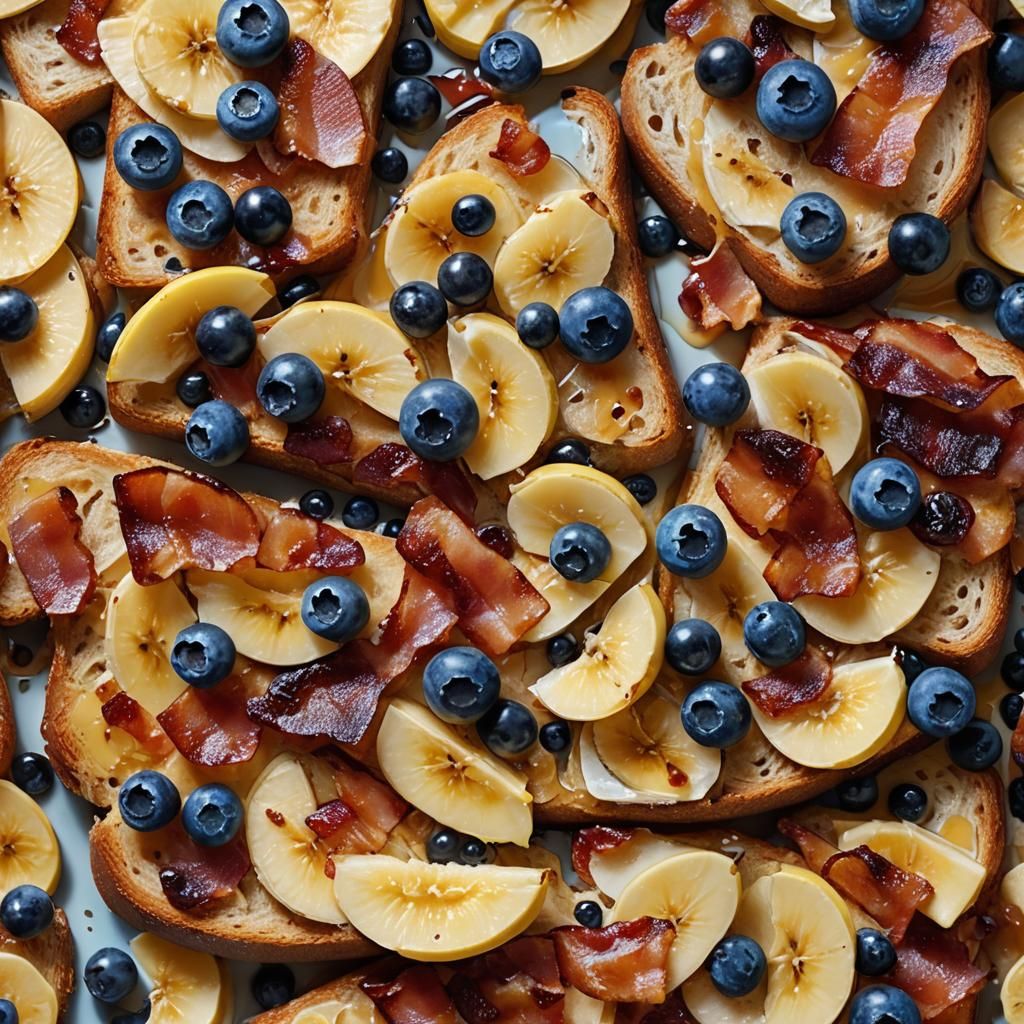 Buttered Bread Still Life with Banana and Bacon