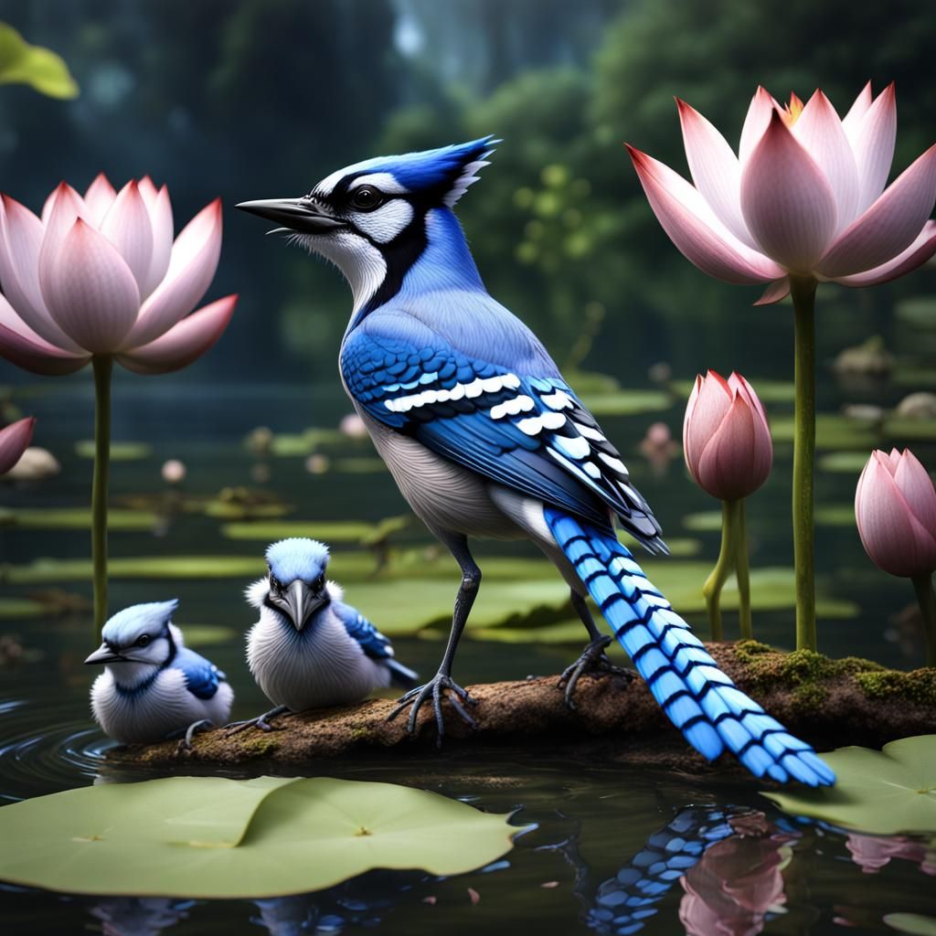 Hyperrealistic Bluejay Teaches Hatchlings to Fly