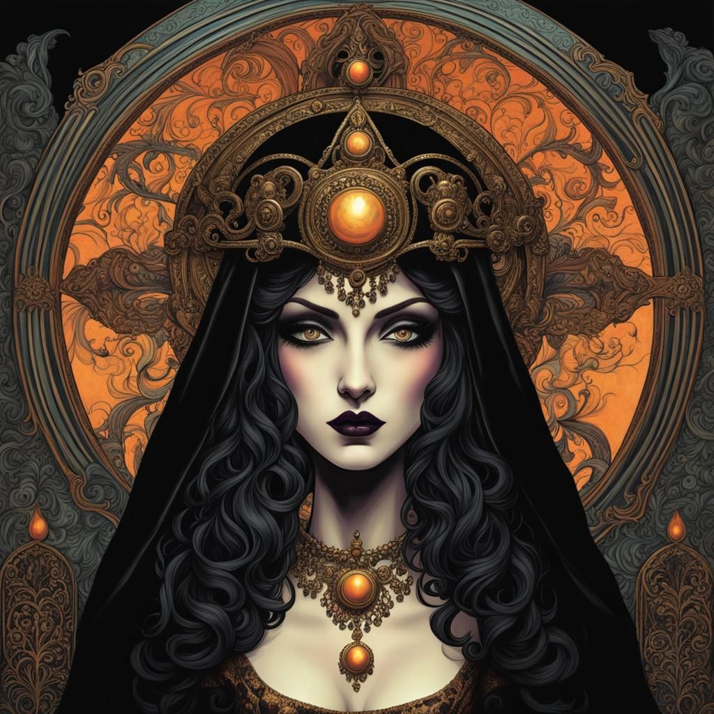 Gothic Goddess in Ethereal, Dreamy Landscape