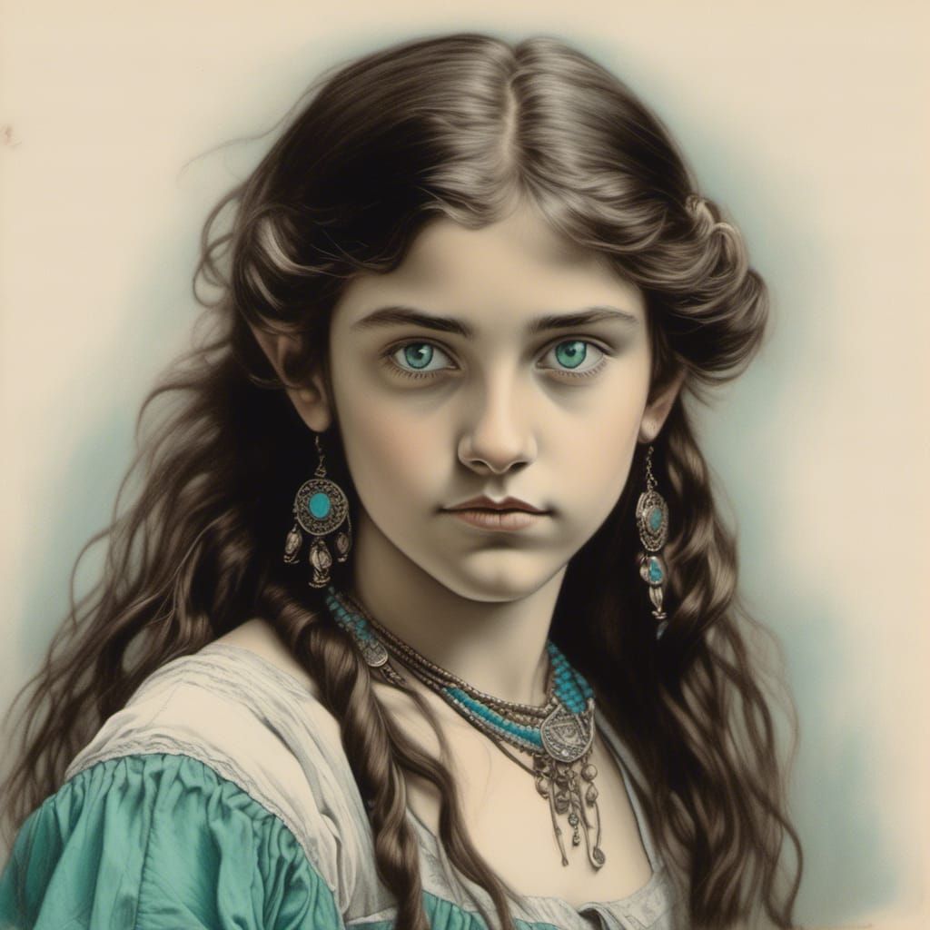 Nineteenth Century Portrait of a Romany Girl