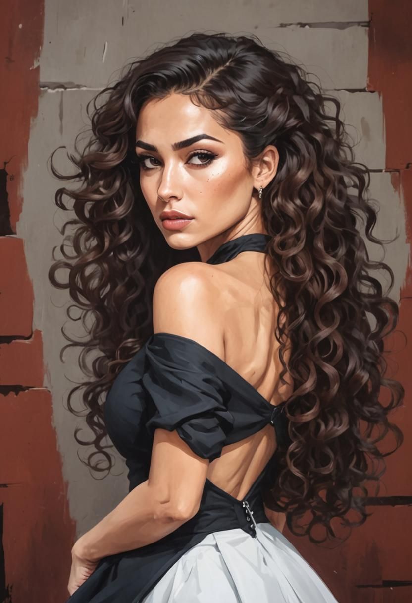 Mafia Royalty Woman in Painted Comic Style