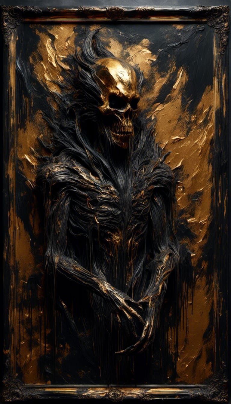 Nightmare Dream: Macabre God Painting in Grunge Style