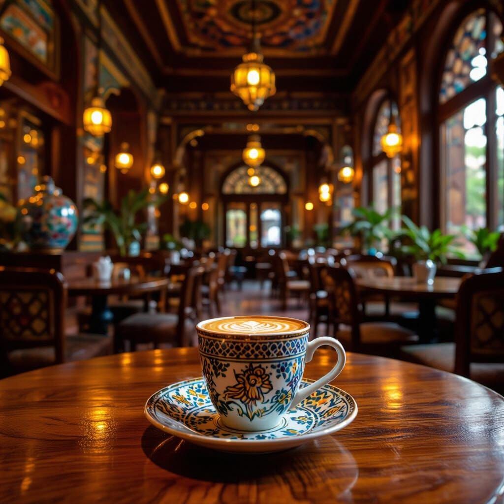 Cafe Hakan Sign in Traditional Iranian Style