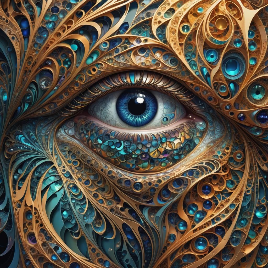 Moon Eye Fractal Portrait in Abstract Vector Style