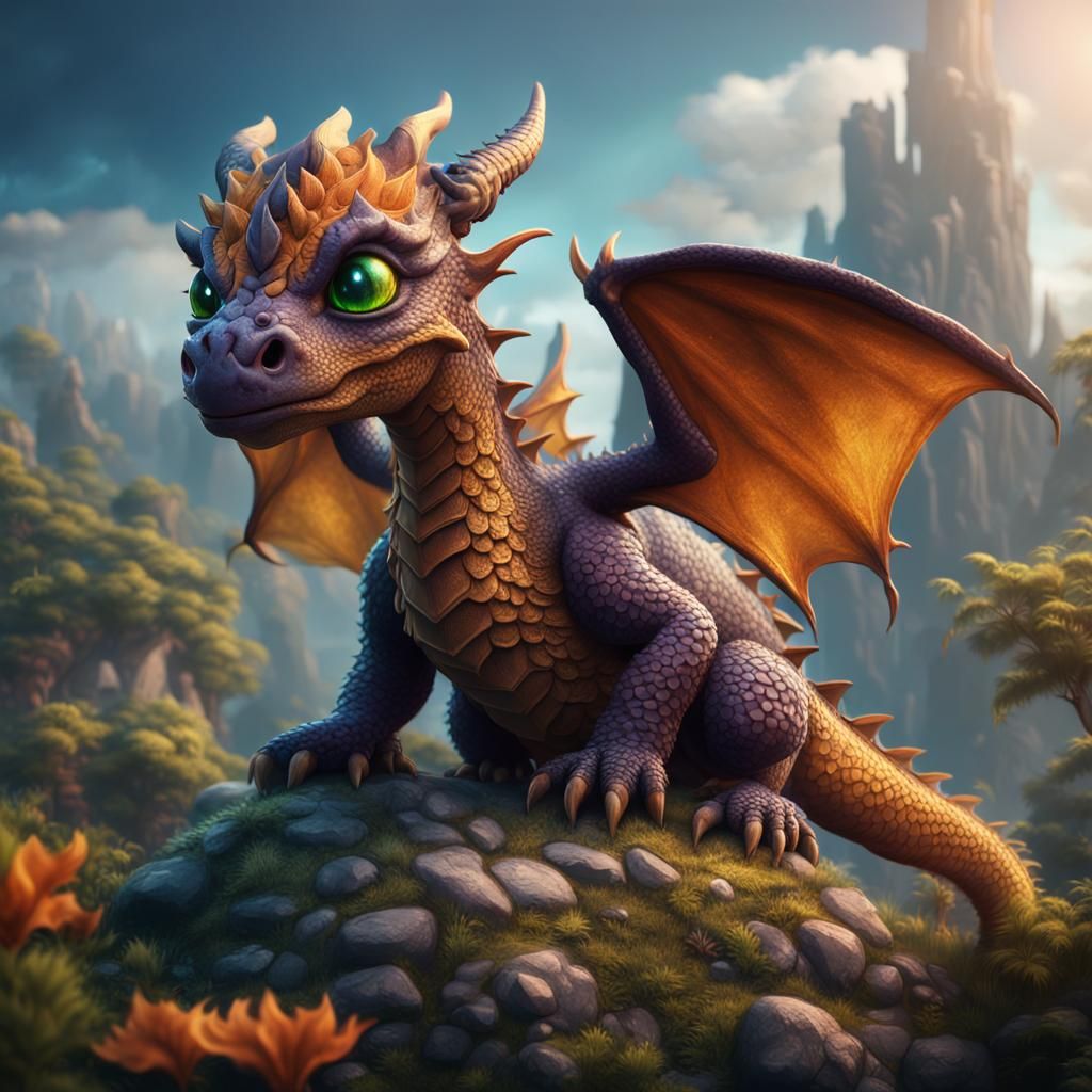 Cute Dragon Detailed Matte Painting