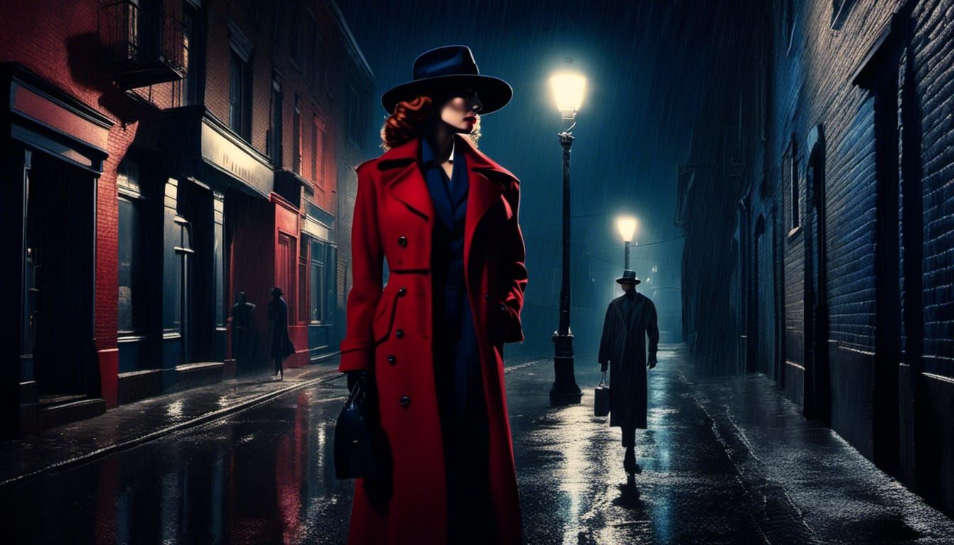 Film Noir Woman in City Street