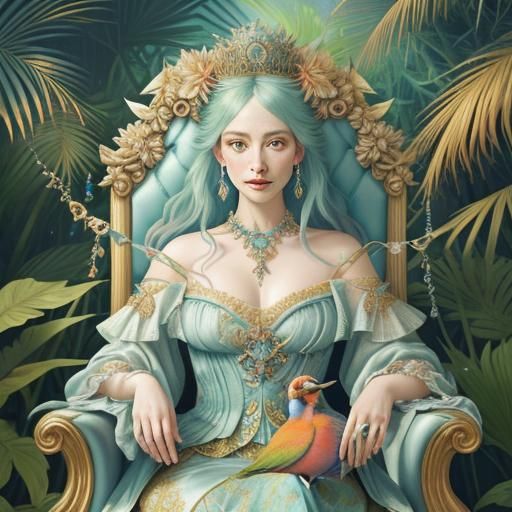 Baroque Fractal Portrait: Exotic Lagoon Queen