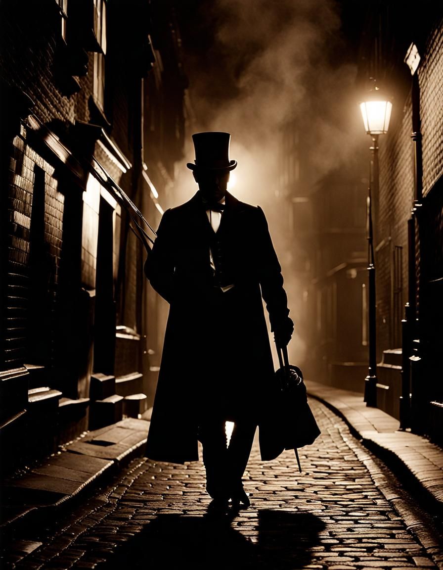 Vintage Photo of Victorian Gentleman in London Alley