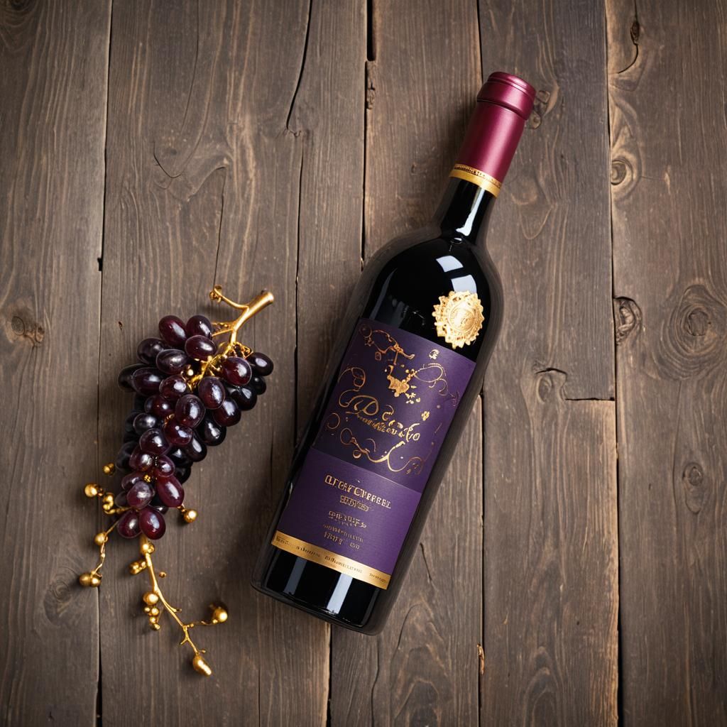 Luxurious Grape-Shaped Red Wine Bottle in Bokeh