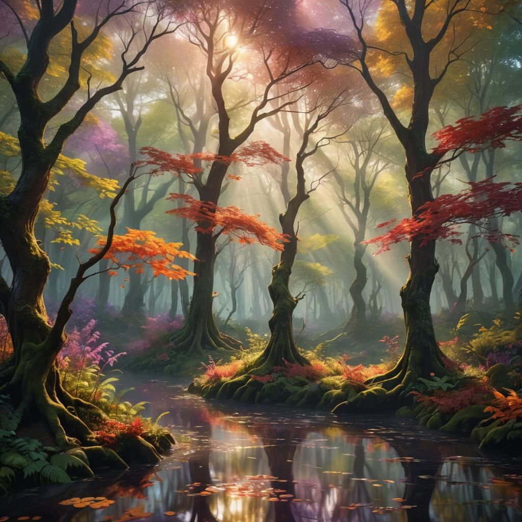 Enchanted Forest Spring in Hyperrealistic Digital Art