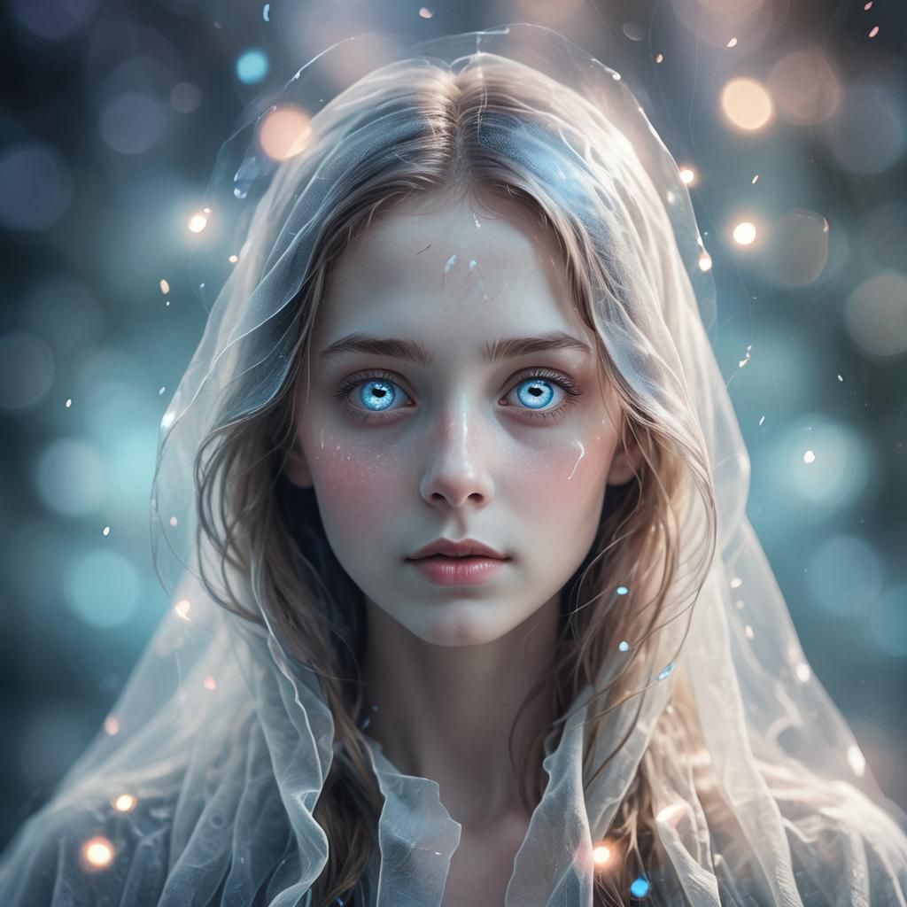 Cute Ghost Portrait in Vibrant Digital Art
