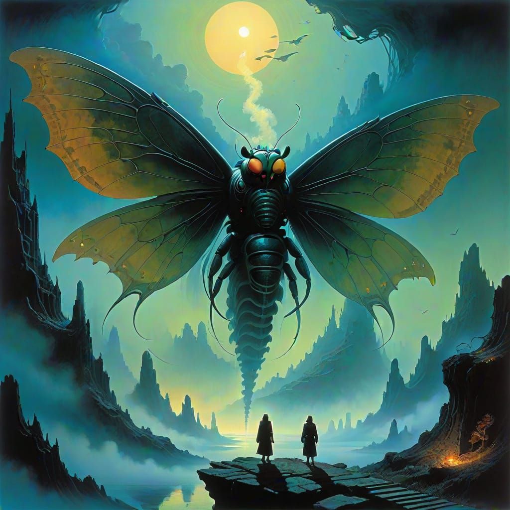 Ethereal Serpent Goddess Emerges from Vortex of Iridescent M...