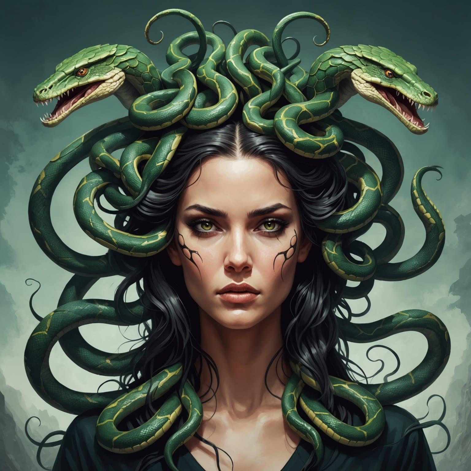 Hydra Woman with Snake Hair in Fantasy Art