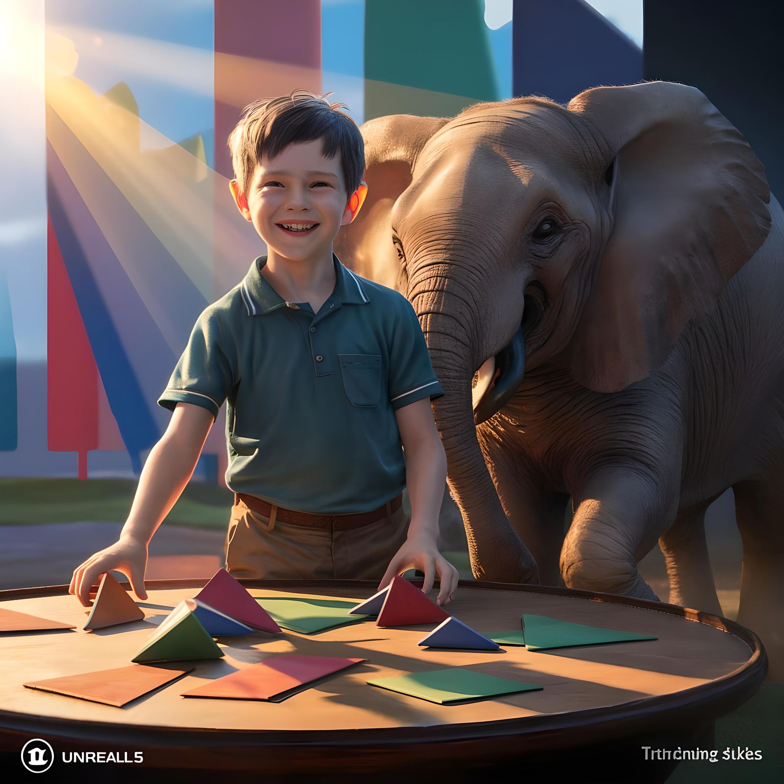 Boy's Eureka Moment with Leather Shapes