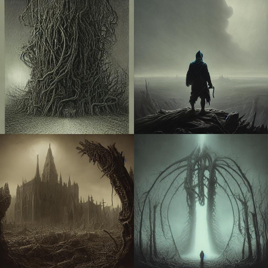 Melancholy Landscape in Dark Surrealism Style