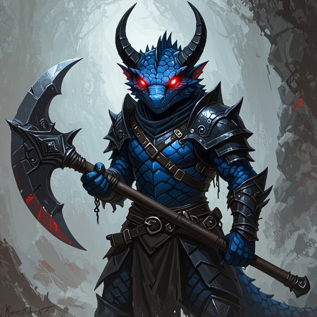Gritty Dark Fantasy Kobold with Greataxe