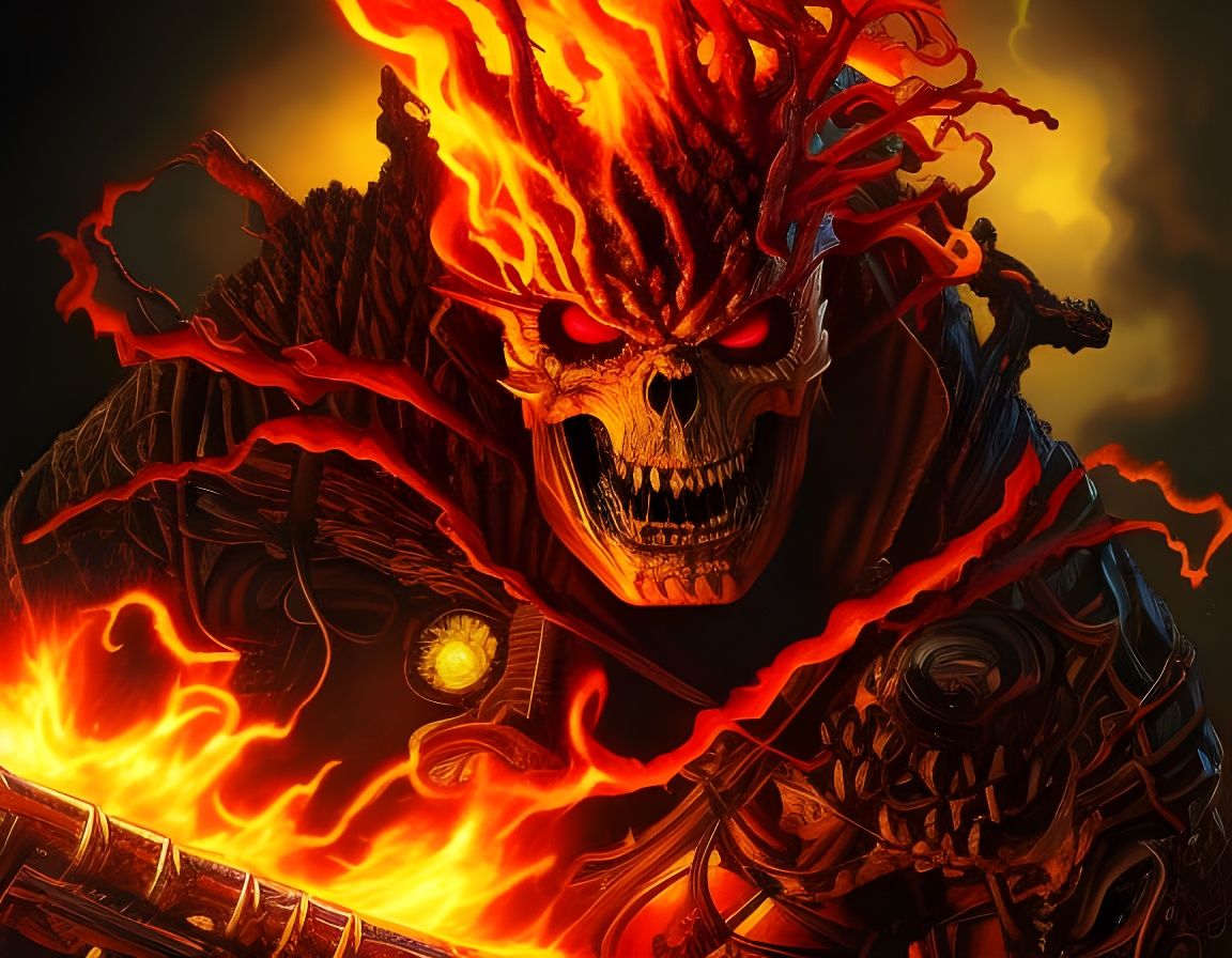 Terrifying Ghost Rider Portrait in Detailed Horror Art