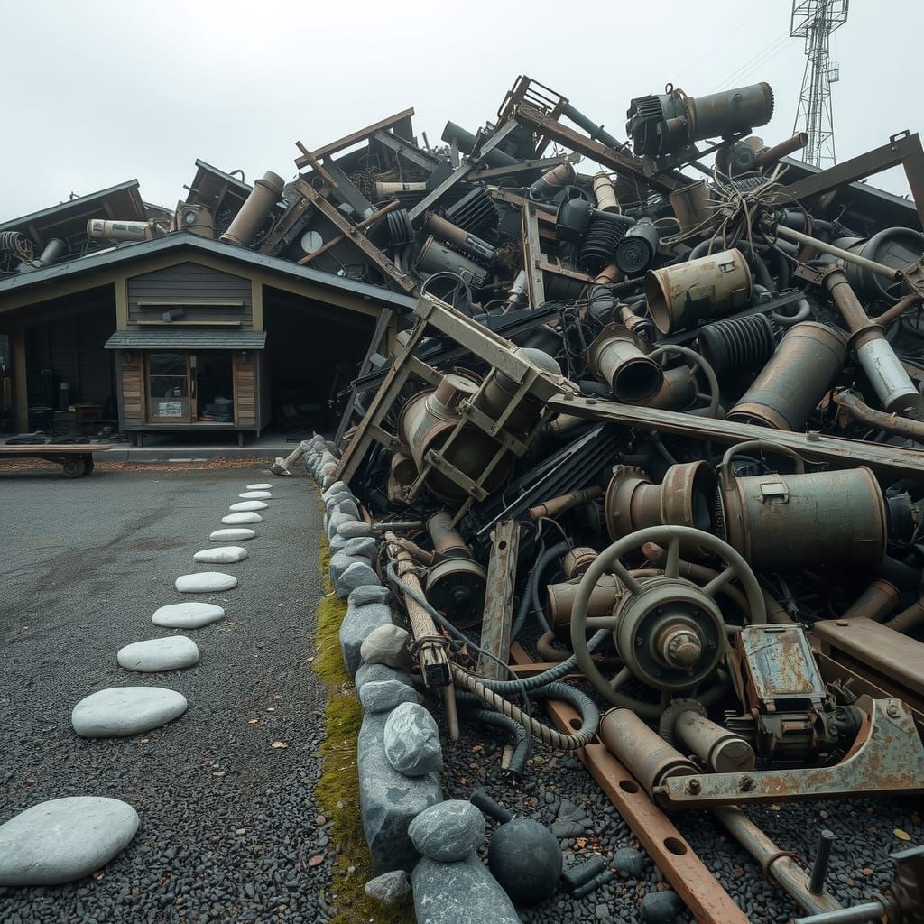 Zen Garden to Junkyard: A Photorealistic Contrast